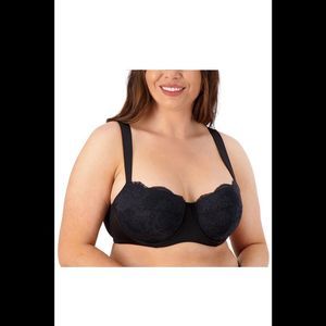 All Worthy Lace Cup Balconette Bra Black -
